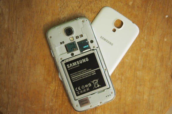 Removing the rear polycarbonate plastic battery cover and you have access to the battery, micro SD memory card slot, and micro SIM card. On Sprint, the micro SIM is for global roaming on GSM networks and the SIM card isn't tied to the CDMA/EVDO/LTE service used domestically.
