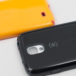 Speck includes openings for the Galaxy S4 IR sensor and microphones and accents larger openings with a brighter color.