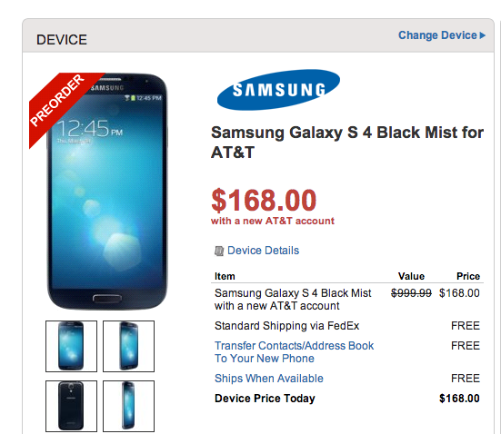 The first big Samsung Galaxy S4 deal arrives days ahead of the release.