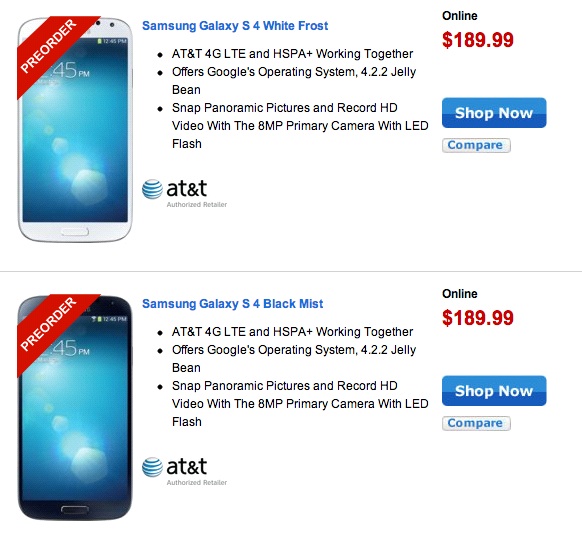 The first Samsung Galaxy S4 deals arrive ahead of release thanks to Walmart.