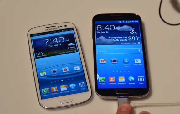 The Galaxy S3 features a smaller display than the Galaxy S4.