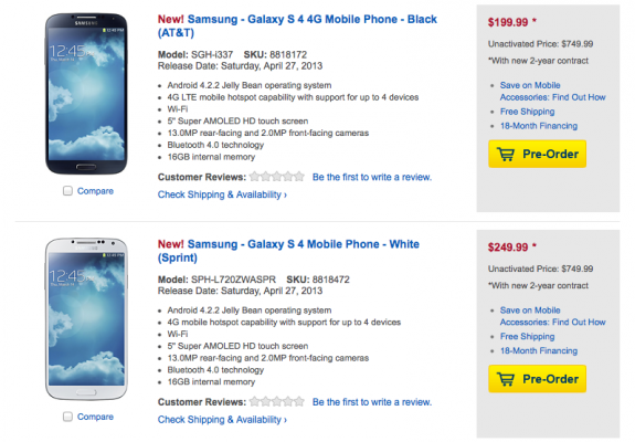 Best Buy will be following the lead of the carriers with its Galaxy S4 release dates.