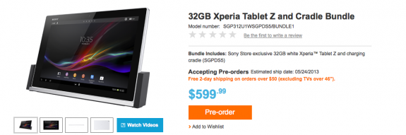 The Xperia Z will start shipping by May 24th, it seems. 