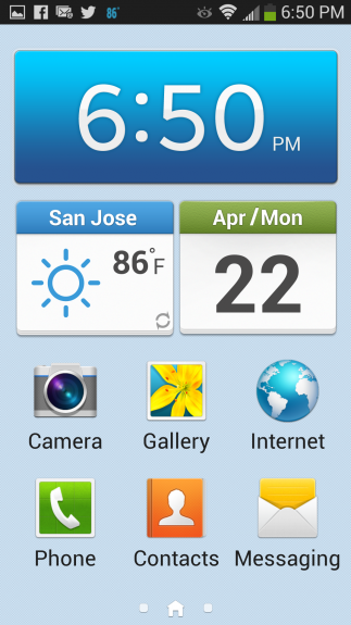 Main home screen of Easy Mode