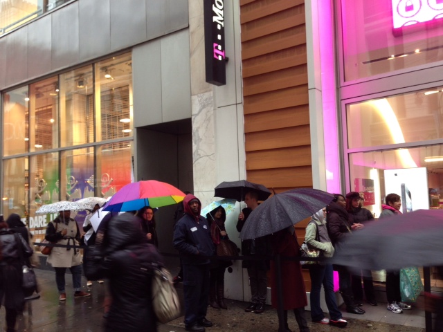Lines for the T-Mobile iPhone 5 in New York City on launch day.