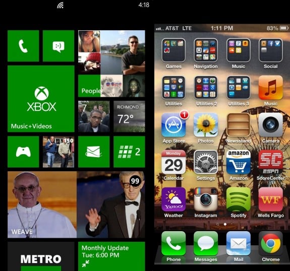 Those familiar with iOS 7 compare the flatness of the new iOS version to Windows Phone.