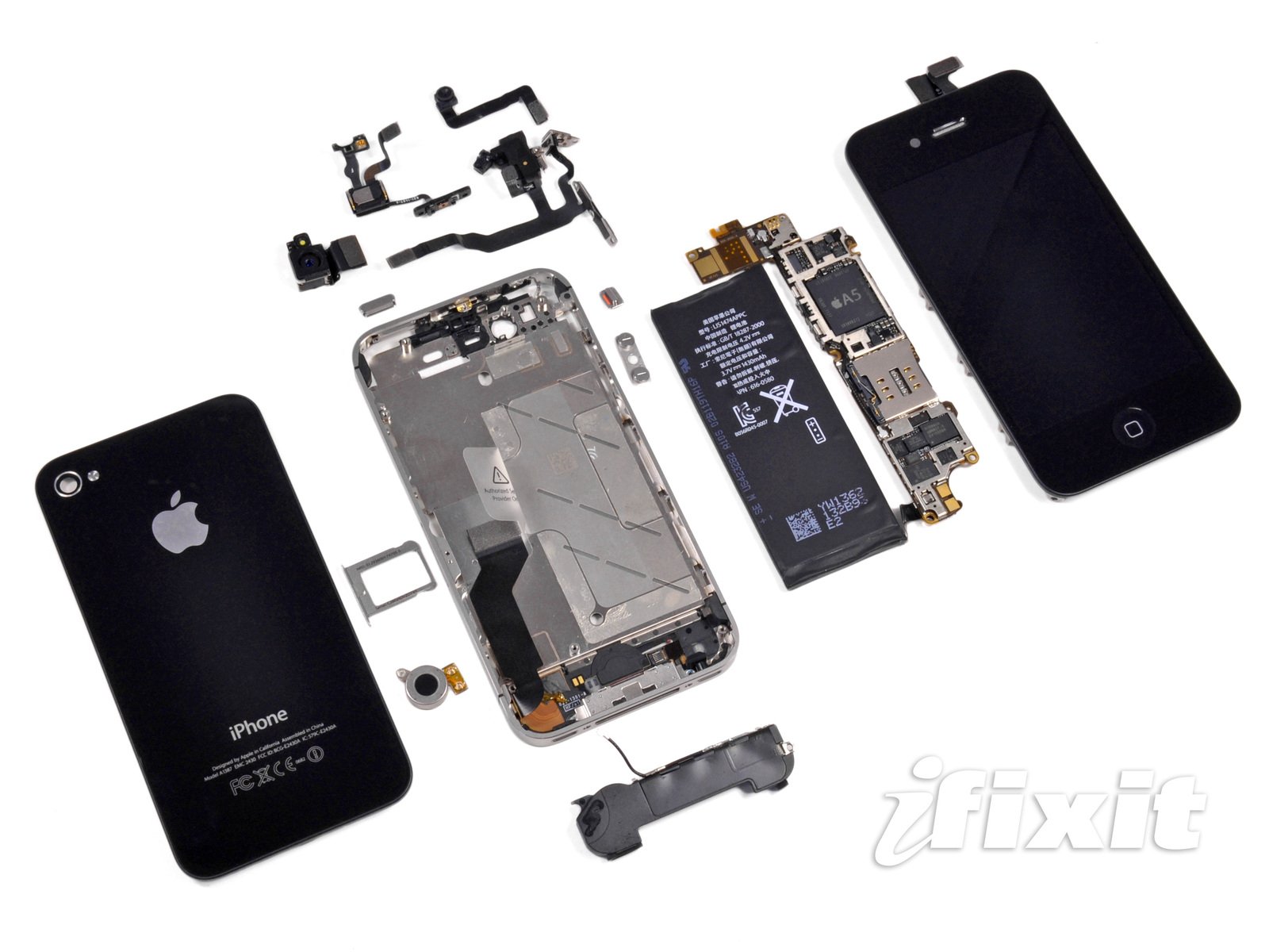 iPhone 4S parts from iFixit, show some of what scammers allegedly returned fake parts for in China.
