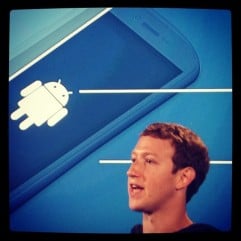 Mark Zuckerberg introducing Facebook Home; photo credit: Instagram.com/chuongvision