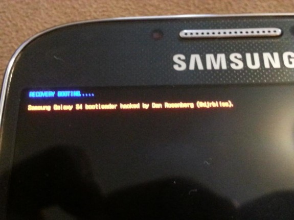 Proof of an AT&T Samsung Galaxy S4 bootloader unlock.