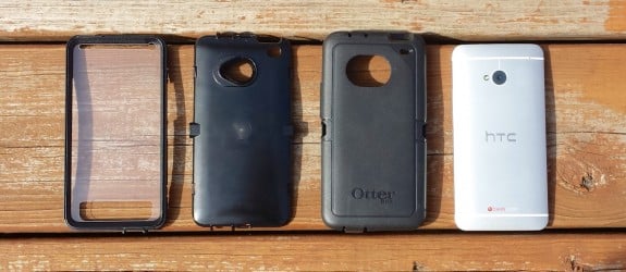 The multi-piece design of the OtterBox HTC One case adds to the protection.