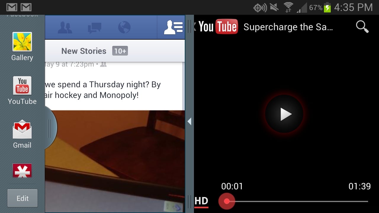 Use two apps at once with Multi-Window mode on the Samsung Galaxy S3.