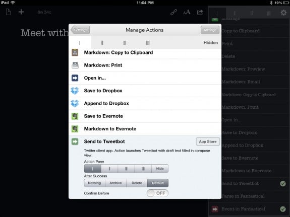 drafts for ipad actions