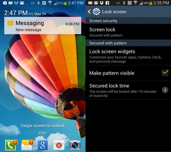 Customize the Galaxy S4 lock screen. 
