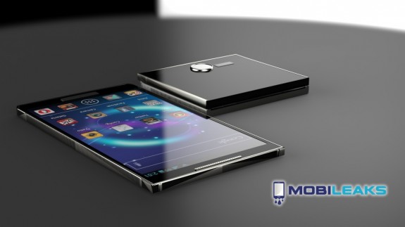 A Samsung Galaxy S5 concept shows off a flexible, foldable display.