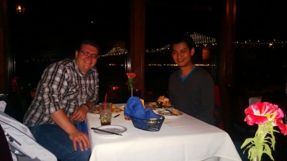 Josh Smith and myself at dinner post-Google I/O. With the use of Xenon flash, skin tones came out orange and image isn't as bright as it should have been given the Xenon technology. 