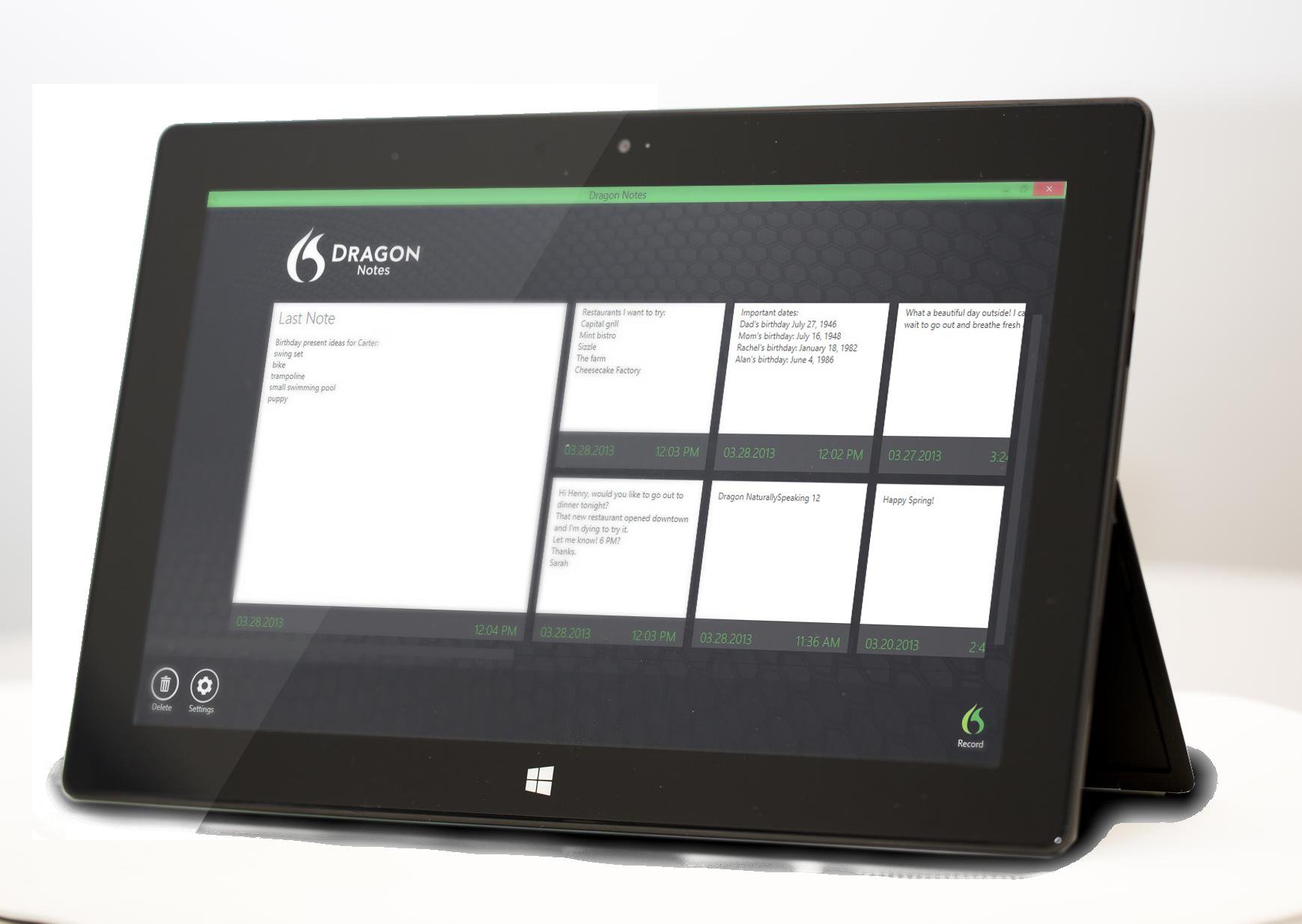 dragon notes on tablet
