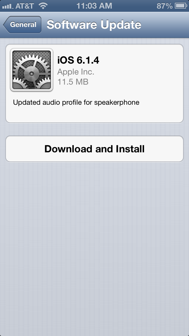 The iPhone 5 gets the iOS 6.1.4 update.