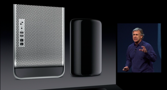 This is the new Mac Pro next to the old Mac Pro.