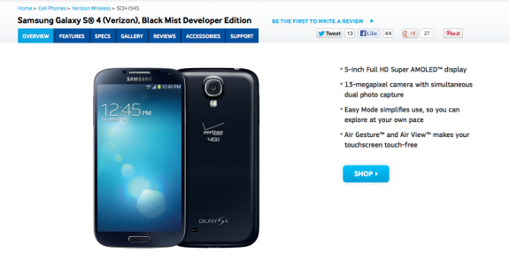 The Verizon Galaxy S4 Developer Edition will cost. 