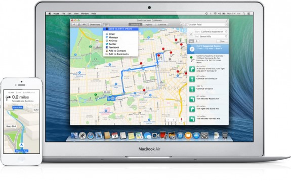 Apple Maps in Mavericks can send info to the iPhone or iPad. 