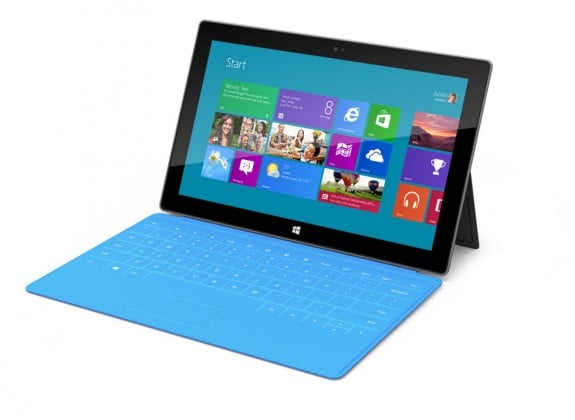 The Surface RT connected to a Touch Cover.