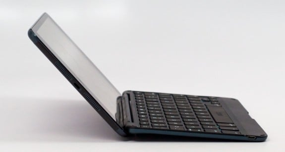 The ZAGGKeys Cover iPad mini Keyboard case allows for multiple angles. 