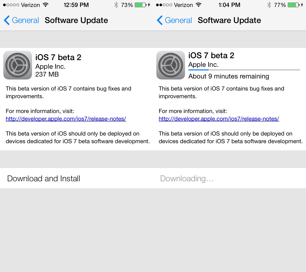 The iOS 7 beta 2 download is available now with un-announced features and fixes.