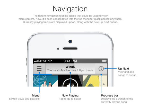 This iOS 7 Music app concept offers faster access to common options. 