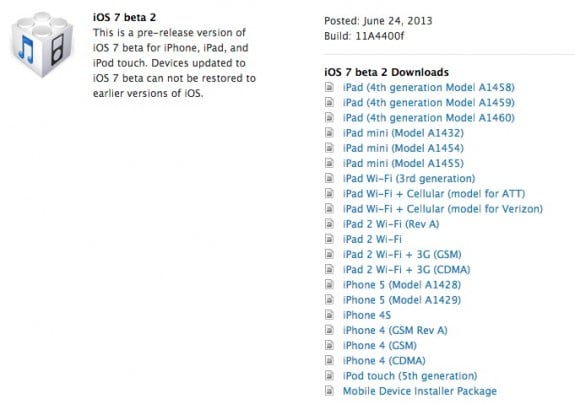 The iPad iOS 7 beta downloads are now available.