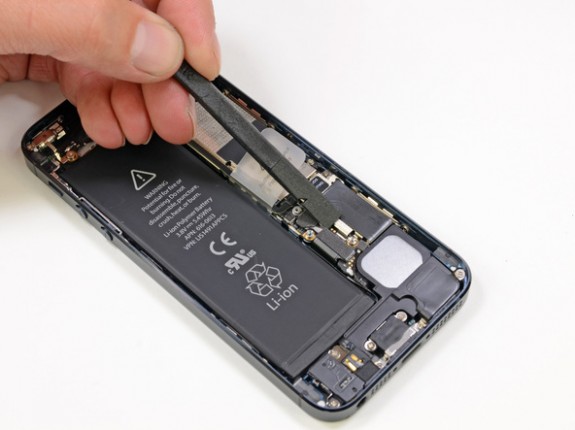 The iPhone 5 battery takes up any room left over from the logic board.