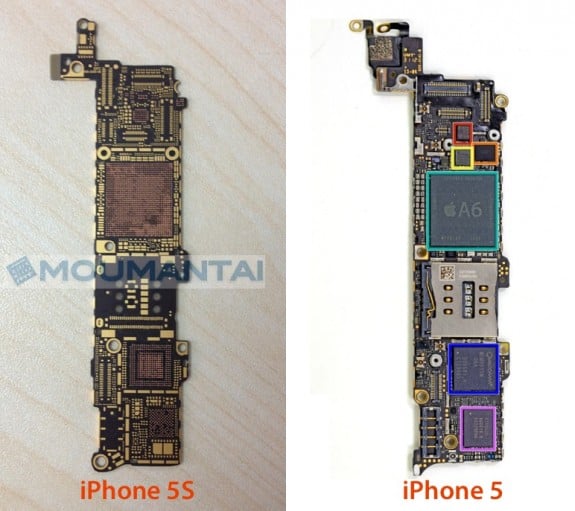 The alleged iPhone 5S logic board is slightly smaller than the iPhone 5 logic board.