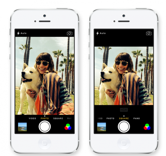 A new camera app comes with iOS 7, with several new features.