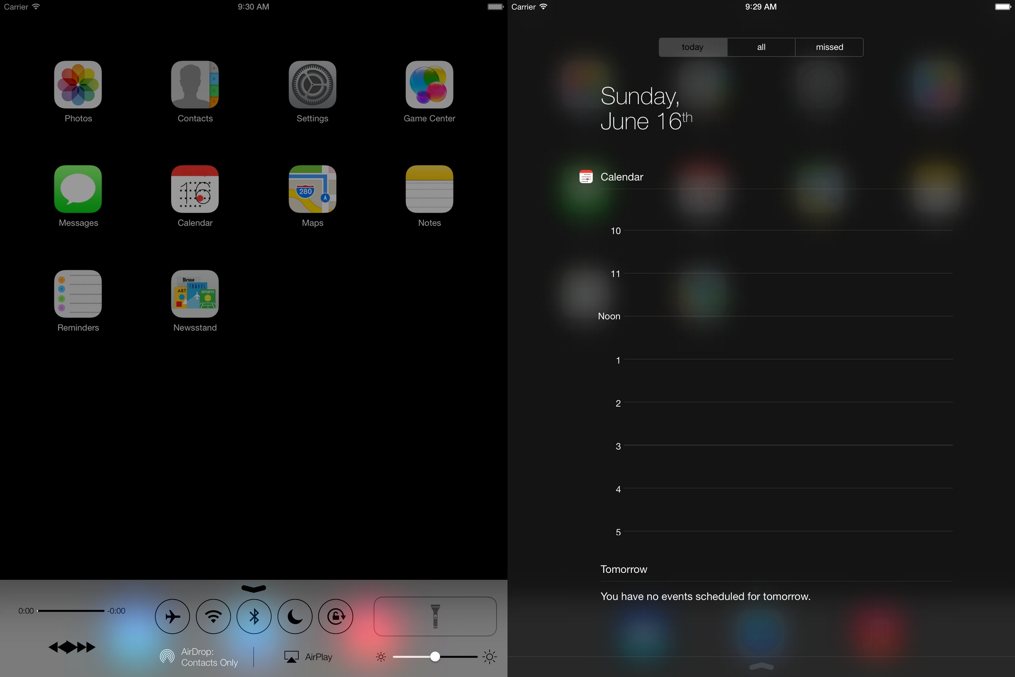 A set of iOS 7 for iPad screenshots arrives via a simulator.