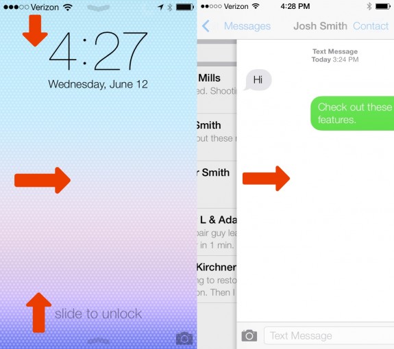 Swipe navigation in iOS 7 offers easier one handed use on a larger display. 