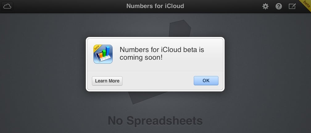 numbers for icloud beta