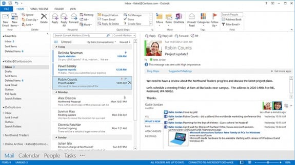 Outlook 2013, courtesy of Microsoft.