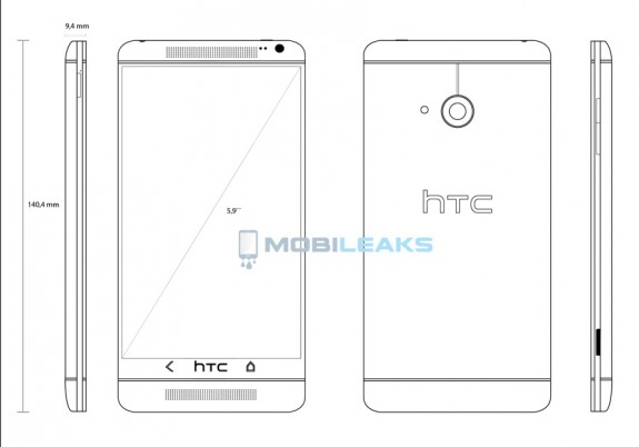 The HTC One Max is said to be a larger HTC One. This is an alleged sketch of the device. 
