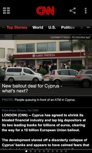 CNN app for smartphone: one column view and just stretches to fill a phablet display. Cannot load in tablet mode with multi-column view. 