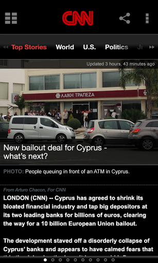 CNN app for smartphone: one column view and just stretches to fill a phablet display. Cannot load in tablet mode with multi-column view.