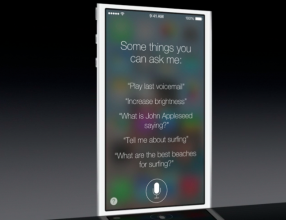 The new Siri included in iOS 7, courtesy of The Verge.