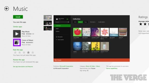 The updated Xbox Music app for Windows 8