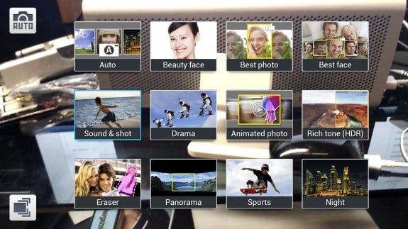 Samsung Galaxy S4 picture modes grid view
