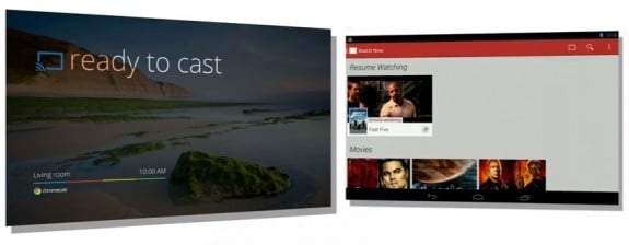 Netflix streaming to a television set using the Chromecast device.