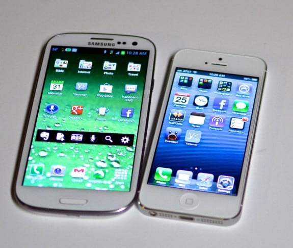 The Samsung Galaxy S3 tops the iPhone 5 in consumer satisfaction, possibly due to the larger screen.