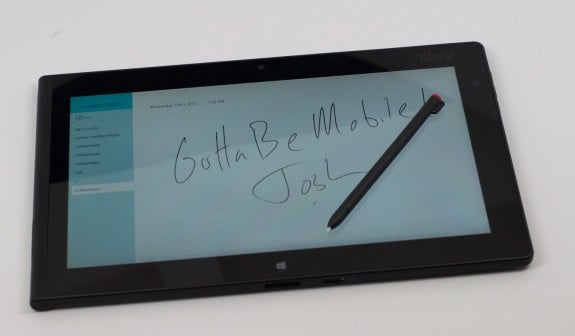 Users will enjoy taking notes on the ThinkPad Tablet 2. 