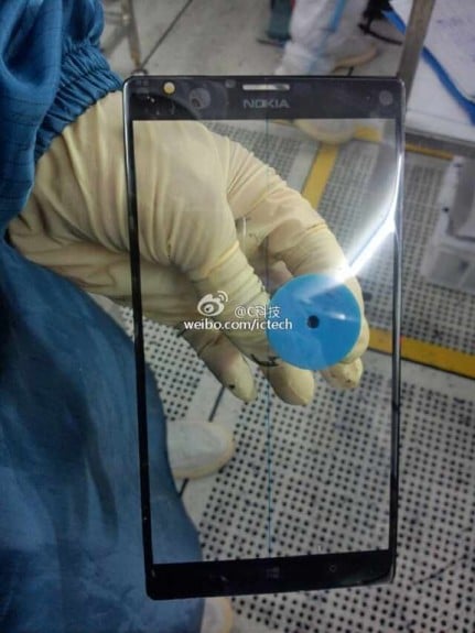 The screen bezel of an unannounced Nokia device with a large screen.