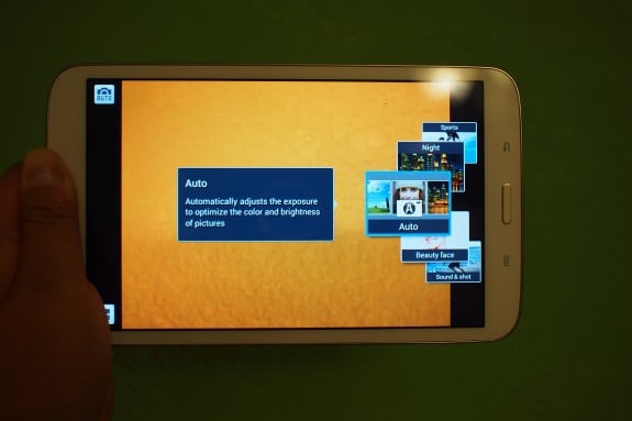 More modern camera UI adopted from the Galaxy S4 found on the Galaxy Tab 3 8.0
