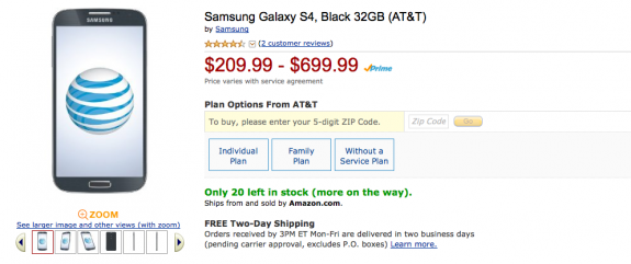 The AT&T Galaxy S4 32GB is cheaper than Verizon's version.