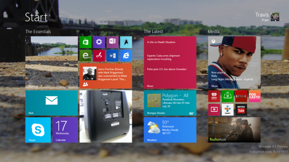 The Start Screen in Windows 8.1
