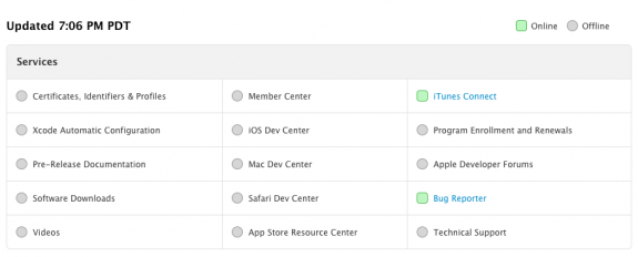 Apple's new Developer Status page shows the steps needed to bring operations online and facilitate an iOS 7 beta 4 release. 
